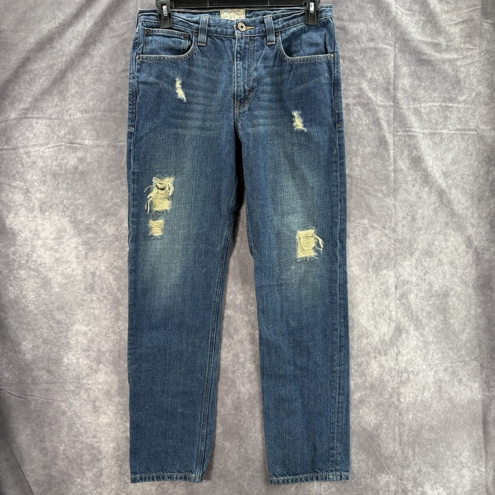 Salt Valley Jeans Mens 33x32 Med Blue Wash Distressed Cowboy Rodeo Western